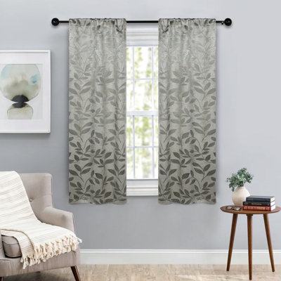 Finklea Floral Pattern Polyester Light Filtering/Room Darkening Rod Pocket Curtain Panels