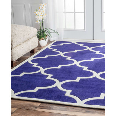 Tapis géométrique bleu / blanc Mondrian