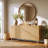 4-Door Sideboard With Adjustable Shelves And Hexagonal Pattern