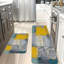 Tapis de cuisine antidérapants à motif géométrique jaune et gris
