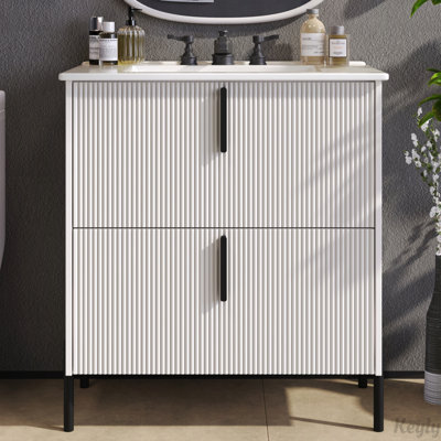 Meuble-lavabo 30 po avec lavabo en céramique et tiroirs pleine extension