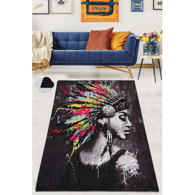 Tapis lavable à la machine de qualité supérieure, 4,6 x 6,2 pi, 100% polyester, hauteur des poils de 0,2 po | Antibactérien et antidérapant dessous | Durable avec 700 g / m² | Facile d'entretien, idéal pour le décor du salon et de la chambre à coucher