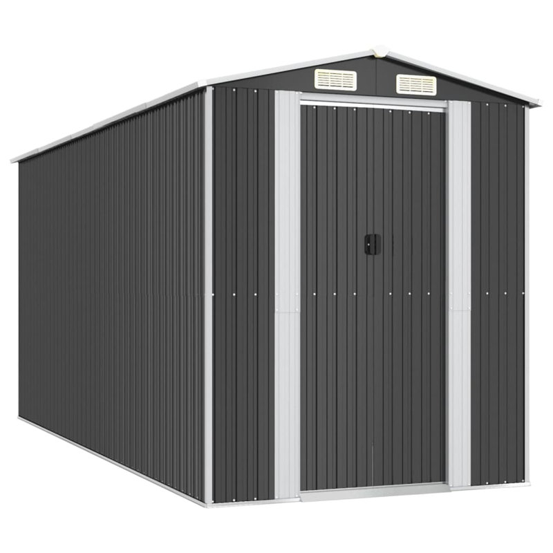 Galvanized Steel Apex Garden Shed, Anthracite, 223cm H x 192cm W x 440cm D
