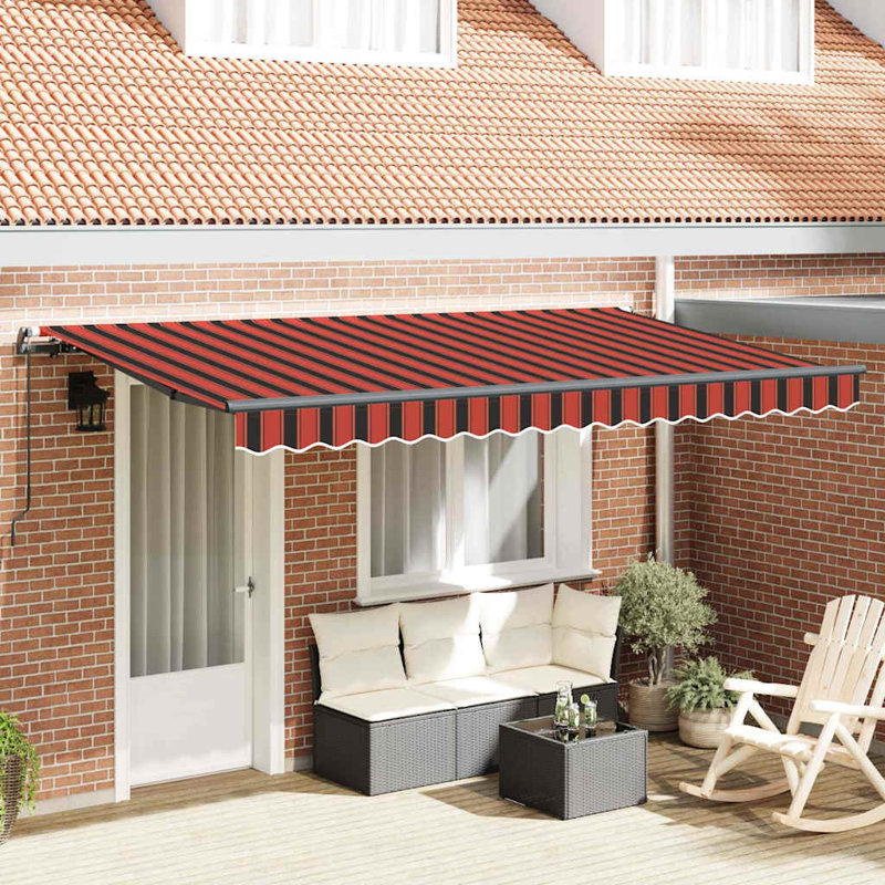 Brayden Studio 200cm D Retractable Door / Window Awning, 400 cm W x 200 cm D, Red/Black/Anthracite