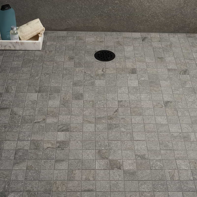 Acadia 12x12 Matte Porcelain Mosaic Tile, Slate Gray