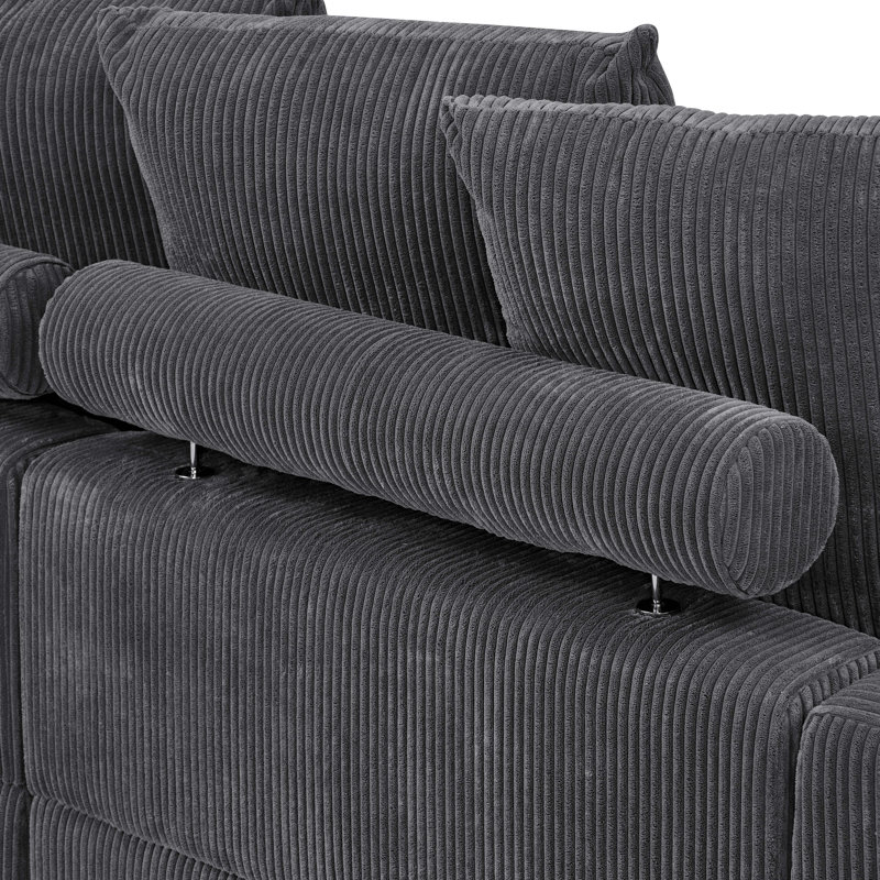 Wynisha 122 " Corduroy Sofa, Gray