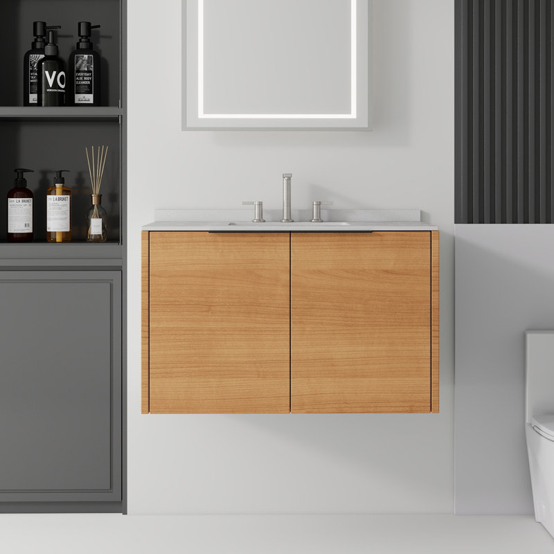 Meuble-lavabo flottant avec lavabo, Oak, 36" W