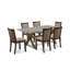 L'ensemble de salle à manger 6 pièces contient une table de salle à manger rectangulaire avec des pieds en X et 4 chaises Parson en tissu de café avec un banc, patiné-139488038-139488036