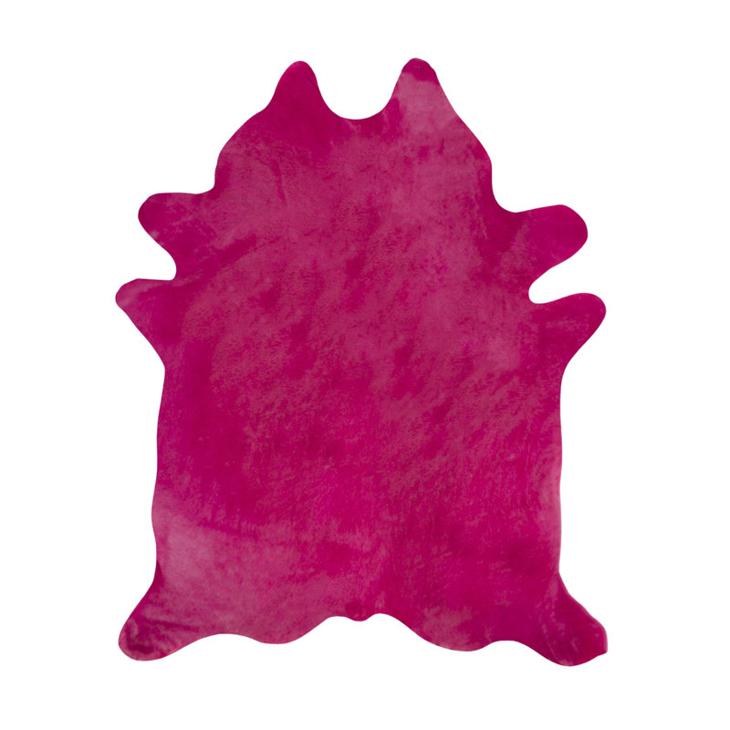 Tapis fuchsia en cuir de vache fait à la main Plainsboro, 5 pi x 7 pi