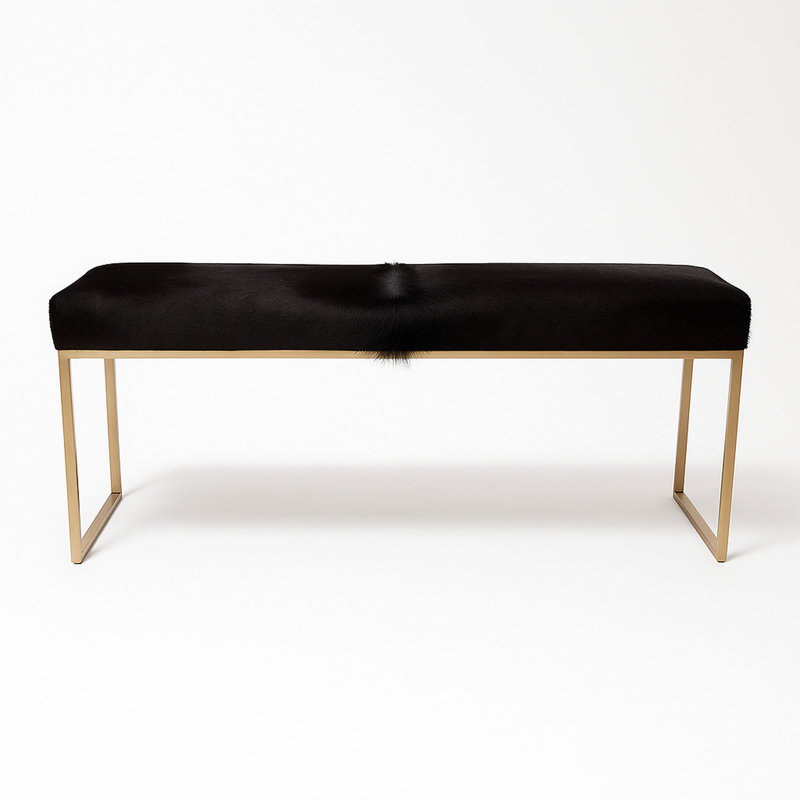 Banc rembourré en cuir de vache, Naturel