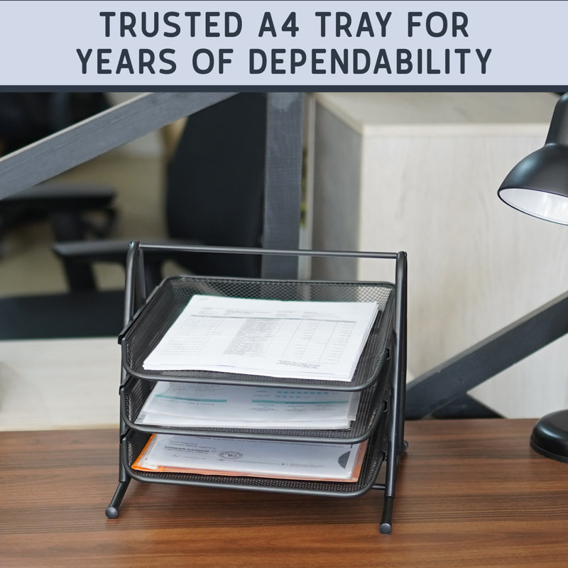 Office Desk Filing Trays Stackable , Black