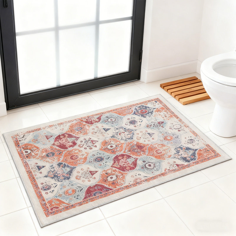 2' x 3' Cream Area Rug, Washable Area Rugs, Low-Pile, Non-Slip Area Rugs for living room, bedroom, kitchen, dining room rug