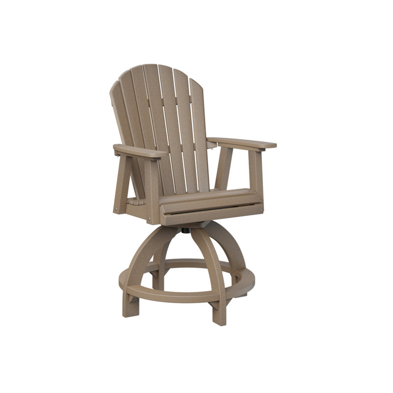 Chaise pivotante d'extérieur à dossier Comfo, Bois vieilli, 22.5"