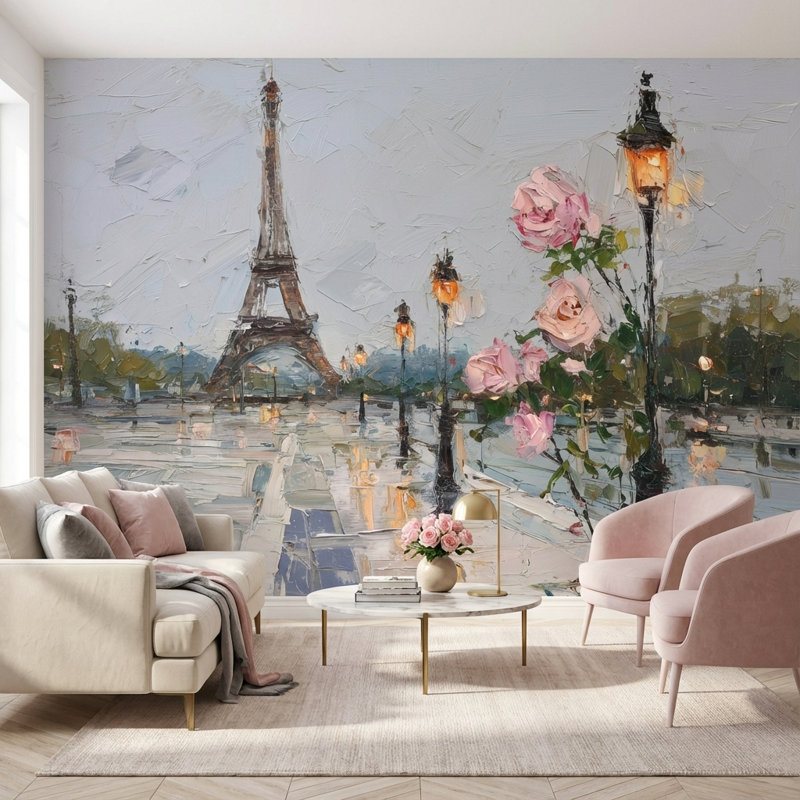Papier peint Tour Eiffel Paris Impressionnisme, 120 po x 96 po, Non tissé
