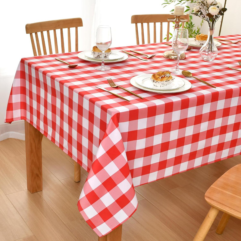 Nappe rectangulaire à carreaux (1 pièce) - Imperméable, antitaches, anti-rétrécissement, douce et facile à nettoyer, idéale pour la cuisine, les repas, les fêtes et les pique-niques.