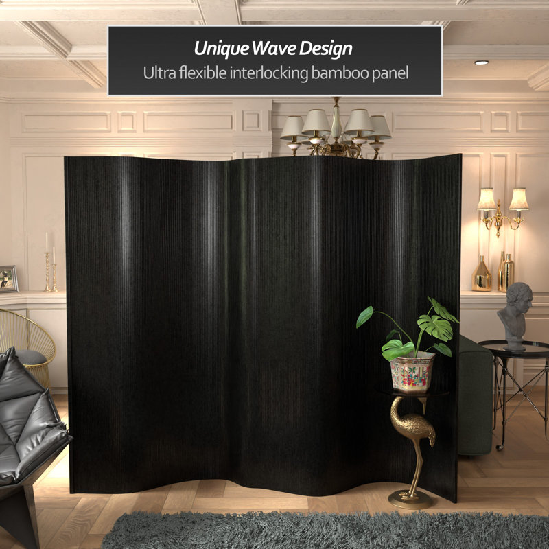 Siena Rolling Bamboo Room Divider, Dark Mocha, 6 ft. Tall