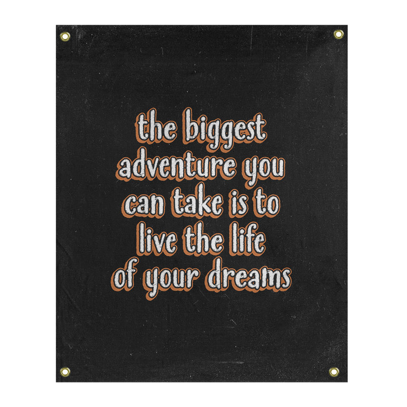 Tapisserie tableau noir en polyester le plus grand de la citation adventure, H 80 po x l 59 po, Orange