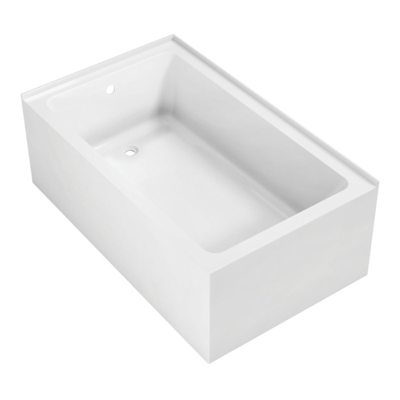 Kingston Brass Aqua Eden 60-Inch Acrylic Rectangular 2-Wall Corner Alcove Tub, Hand Drain, Left