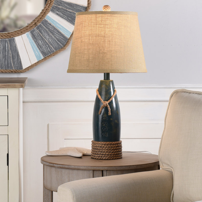 Chaplecroft Resin Table Lamp, Sea Blue