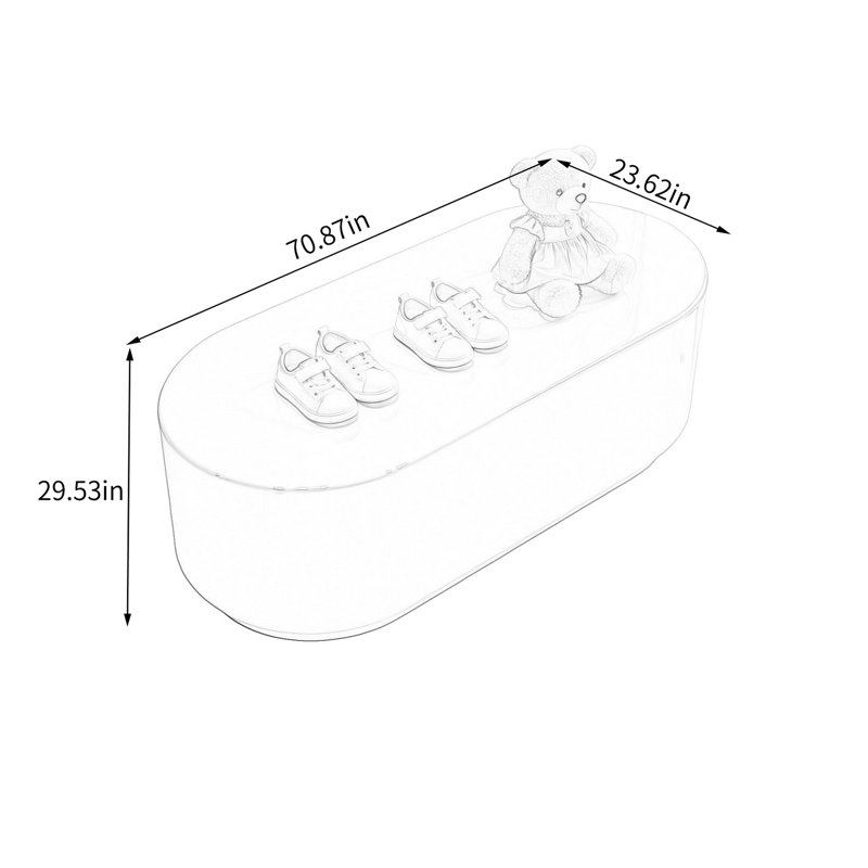 Table de présentation ovale rose, H 29,53 po x l 70,87 po x P 23,62 po