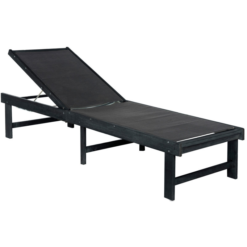 Sparkman Outdoor Acacia Wood Chaise Lounge, Dark Slate Gray