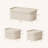 Fluted Cardboard Storage Baskets With Leather-Like Lids, Sturdy Stackable Paper Boxes Decorative Tray,Set Of 3 Ivory