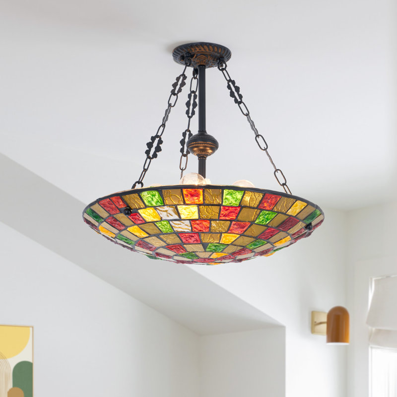 Vintage 5 - Light Stained Glass Chandeiler Retro Tiffany Pendant Lighting