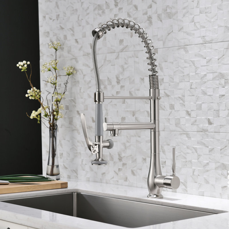 GAWEZA Pull Down Kitchen Faucet, Brushen NIckel