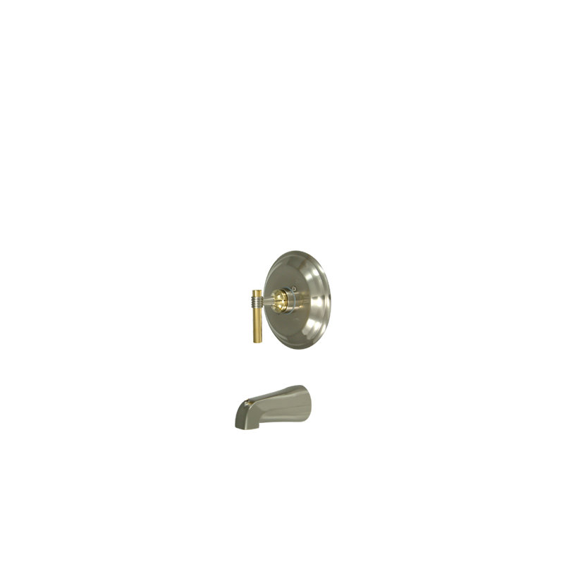 Milano Single Handle Wall Mounted Tub Spout, Brushed Nickel/Polished Brass