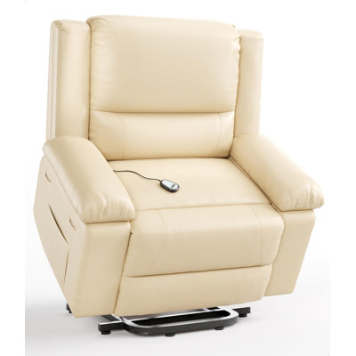 Fauteuil inclinable électrique en polyuréthane avec massage pour fauteuil de détente ergonomique, canapé-lit simple classique avec poches latérales Siège de cinéma maison-22 Largeur du siège-beige