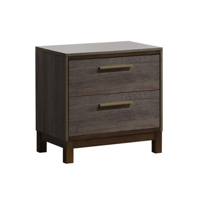 Wooden Nightstand With 2 Drawers In Antique Gray, English For Stability Contemporary Nightstand, A Modern Bedroom Look