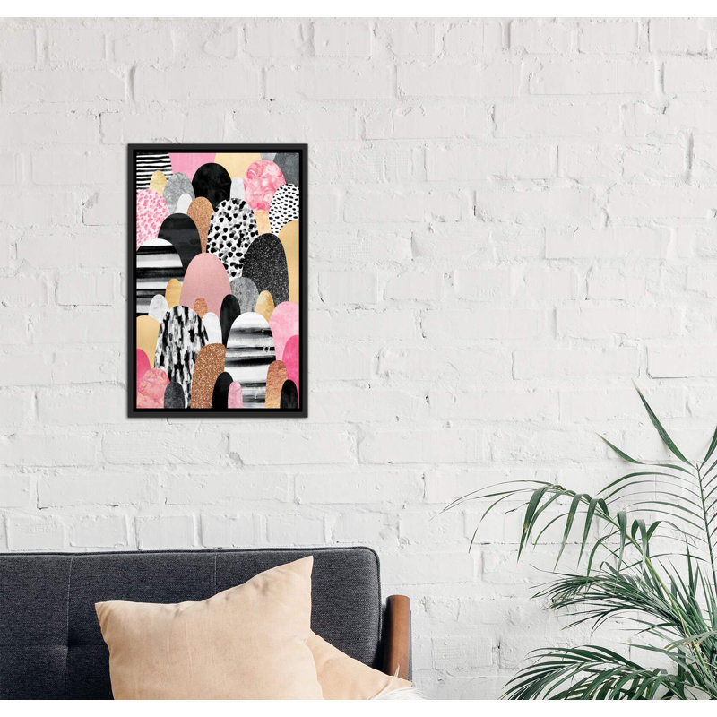« rose pebbles » par elisabeth fredriksson-impression, Toile avec cadre noir, H 48 po x l 32 po x P 1,5 po