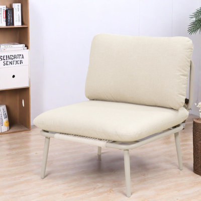 Fauteuil de jardin moderne sans accoudoirs, coussin de 10 cm, structure en acier