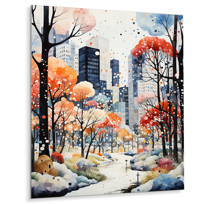 Autumn City Art Deco Charm II - Art mural en métal City Art Deco, H 40 po x l 30 po x P 1,5 po