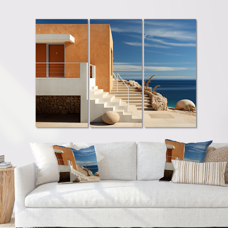 «Beach House Architecture Dream Retreat I», ensemble d'art mural sur toile bord de mer, H 40 po x l 60 po x P 1 po