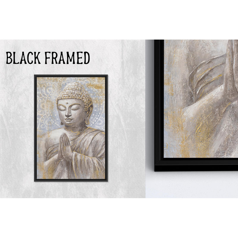 Impression sur toile, art asiatique moderne, cadeau spirituel, toile noire encadrée 1P