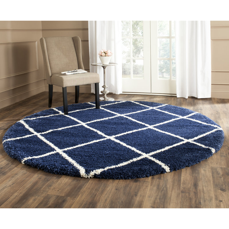Tapis à poils longs Rizco, Rond 3 pi