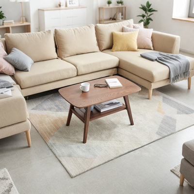 31.5"L Solid Oak Coffee Table With Shelf