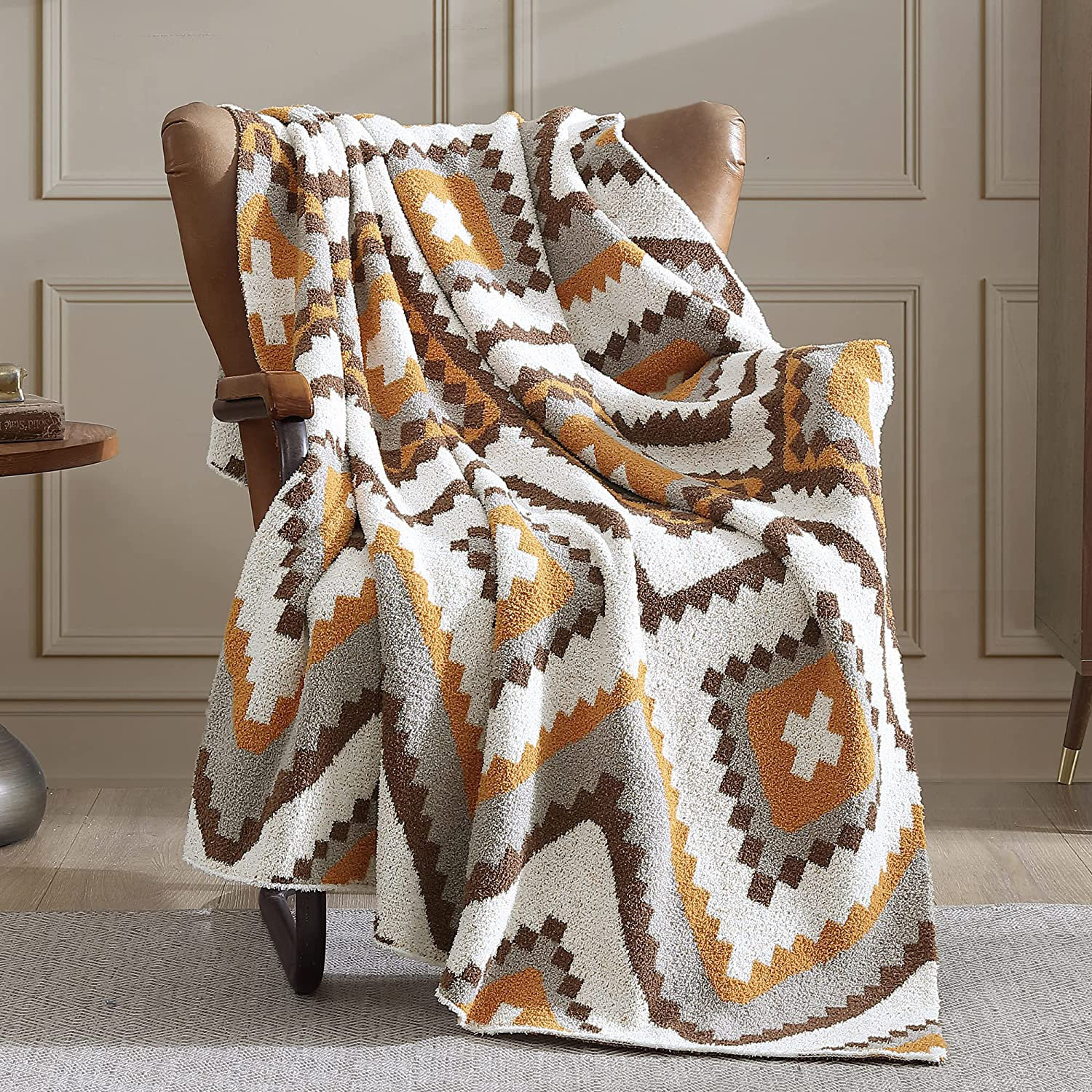 Chair with throw discount blanket