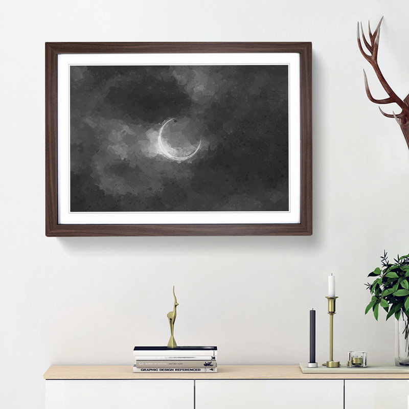 Eclipse of the Moon - Framed Print, 62cm H x 87cm W x 2cm D, Walnut Framed