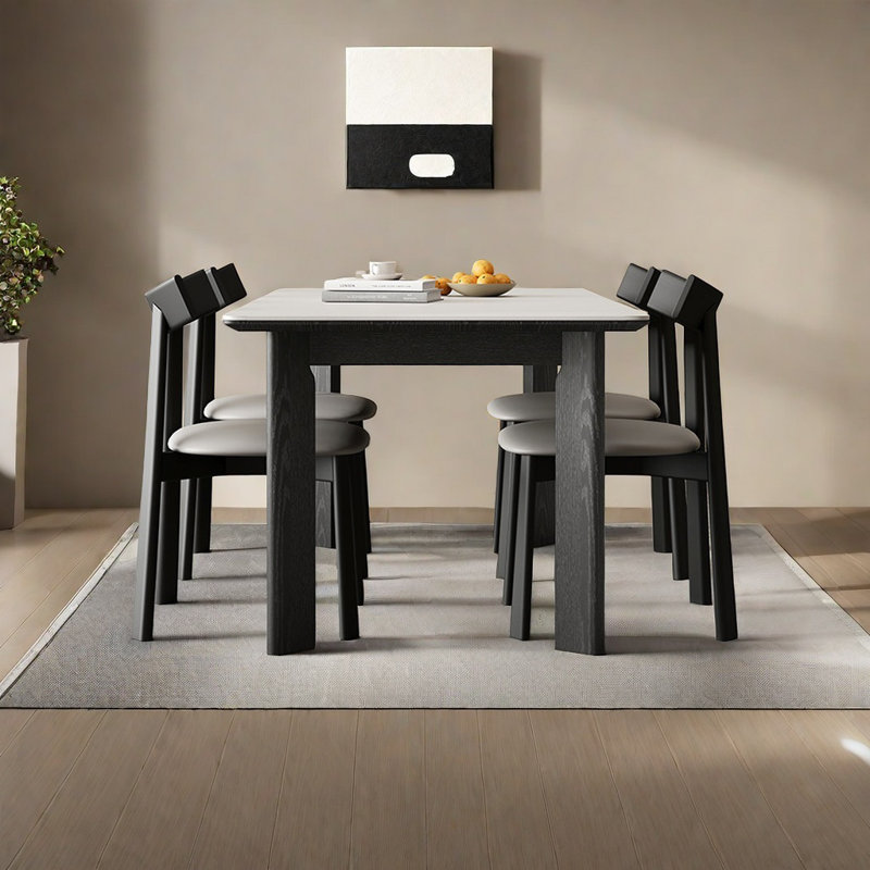 Table et chaises de salle à manger haut de gamme de style crème, H 29,5 po x L 55,1 po x l 31,4 po