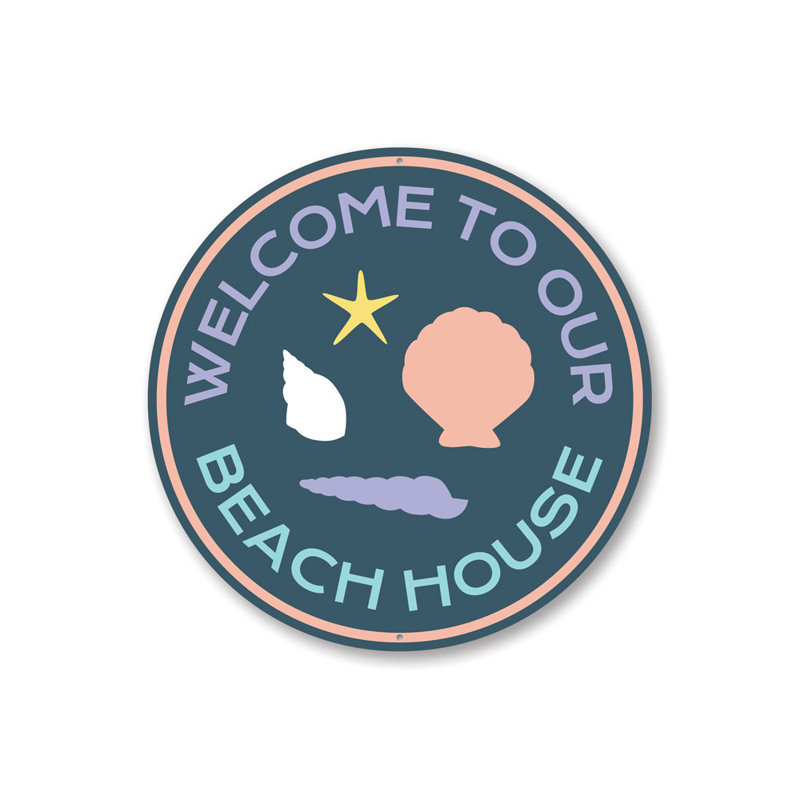 Enseigne en aluminium Beach House Shells, H 12 po x l 12 po x P 0,04 po