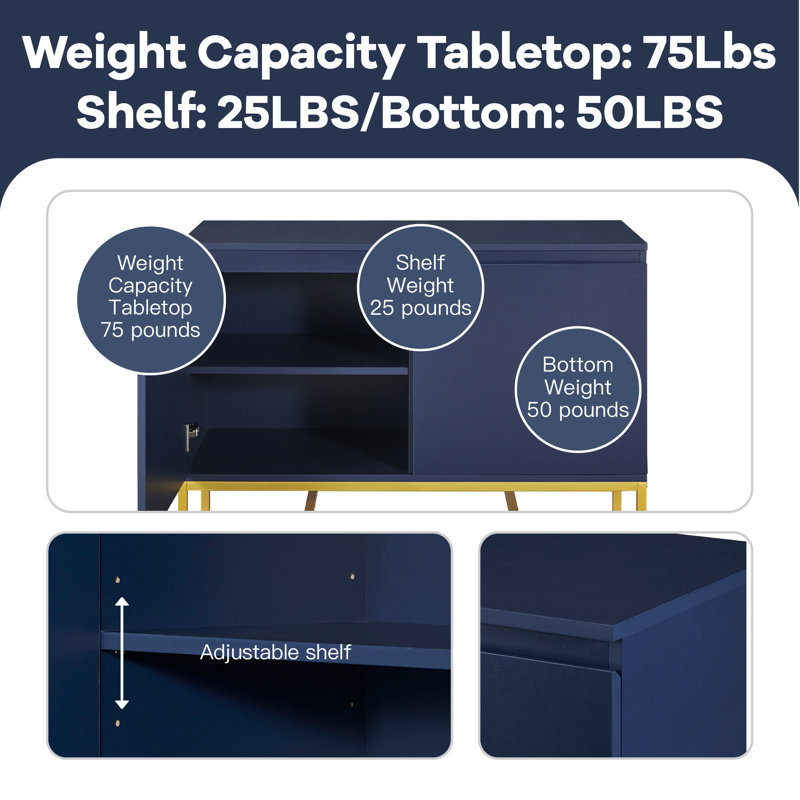 Kameela Accent Cabinet, Navy/Gold