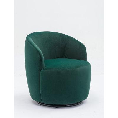 Velvet Chair With Swivel Character Mark Feature And Black Powder Coated Metal Ring Aspect