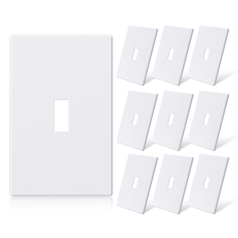 White 1-Gang Screwless Toggle Light Switch Wall Plate Set