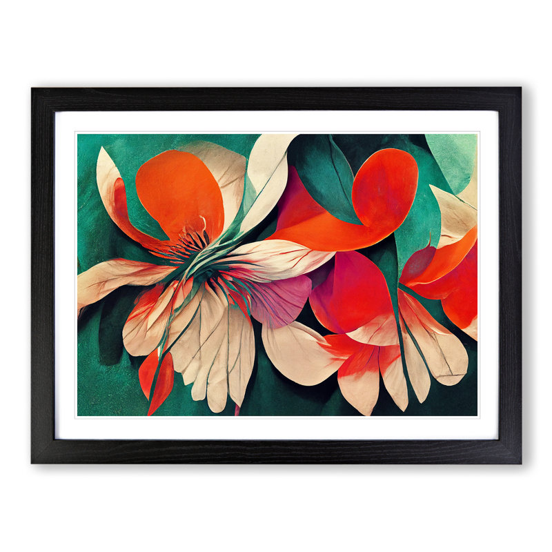 Artistic Flowers Abstract Vol.2 - Single Picture Frame Print, 25cm H x 34cm W x 2cm D, Black Framed