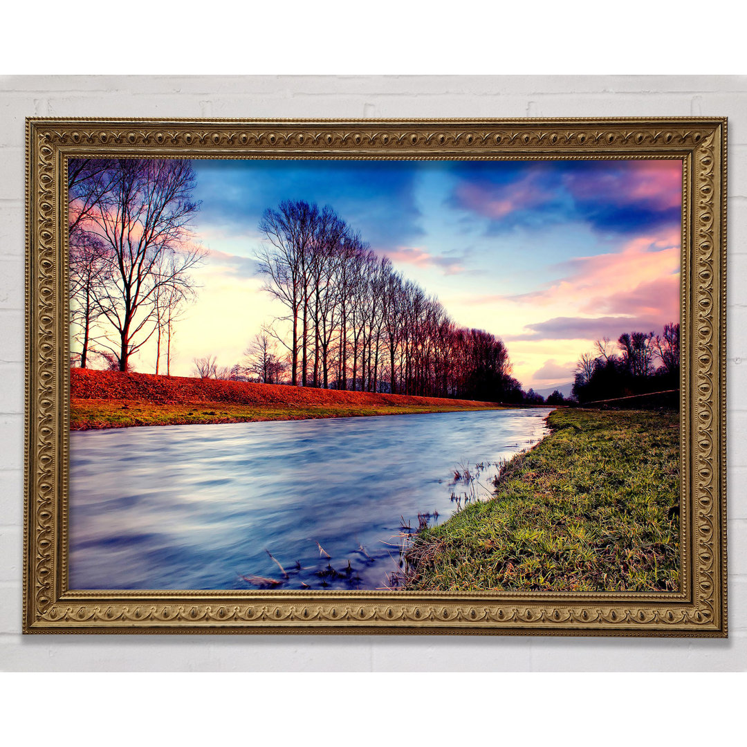 Countryside Stream At Sunset - Einzelner Bilderrahmen Kunstdrucke