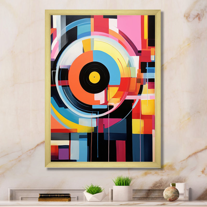 Popart, disque vinyle Reverie I sur toile, Cadre doré à une seule photo, H 32 po x l 16 po x P 1 po