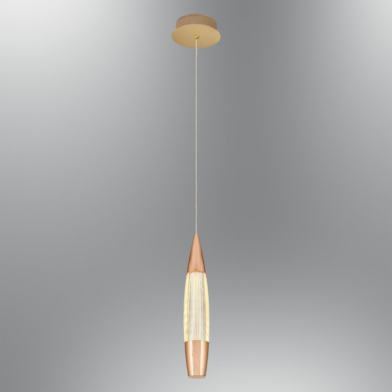 Lustre élégant ambre et jaune, 47,2 po de hauteur x 2,0 po de diamètre | Corps en métal durable avec capuchon en verre opale | 1 x douille DEL 9 W, 900 lumens, lumière chaude 3000 K | Assemblé, parfait pour décorer une maison moderne