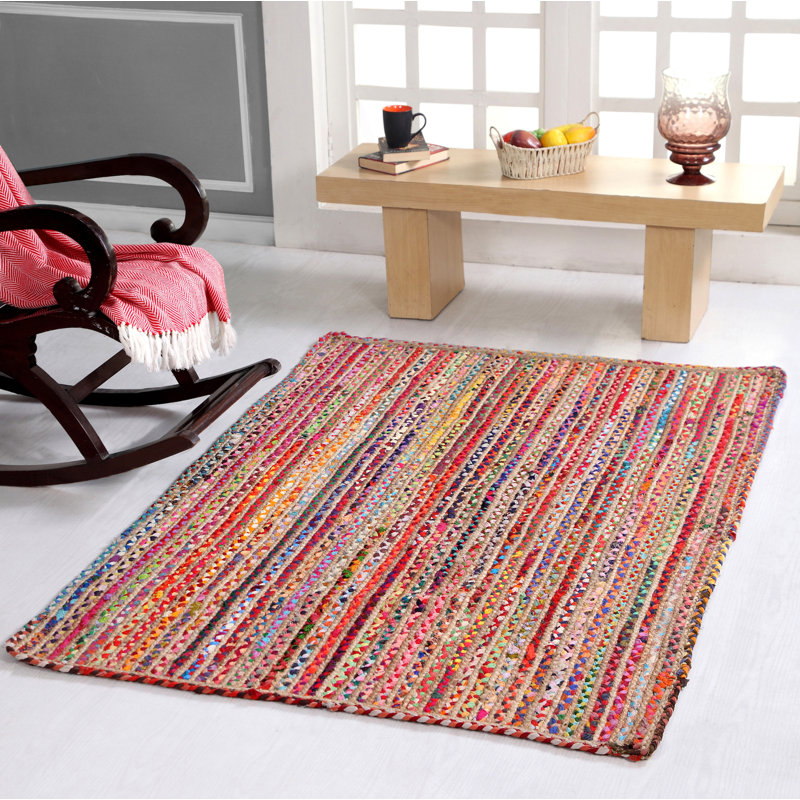 L'Oasis Striped Jute / Sisal Hand Woven Area Rug, Rectangle 120 x 180cm